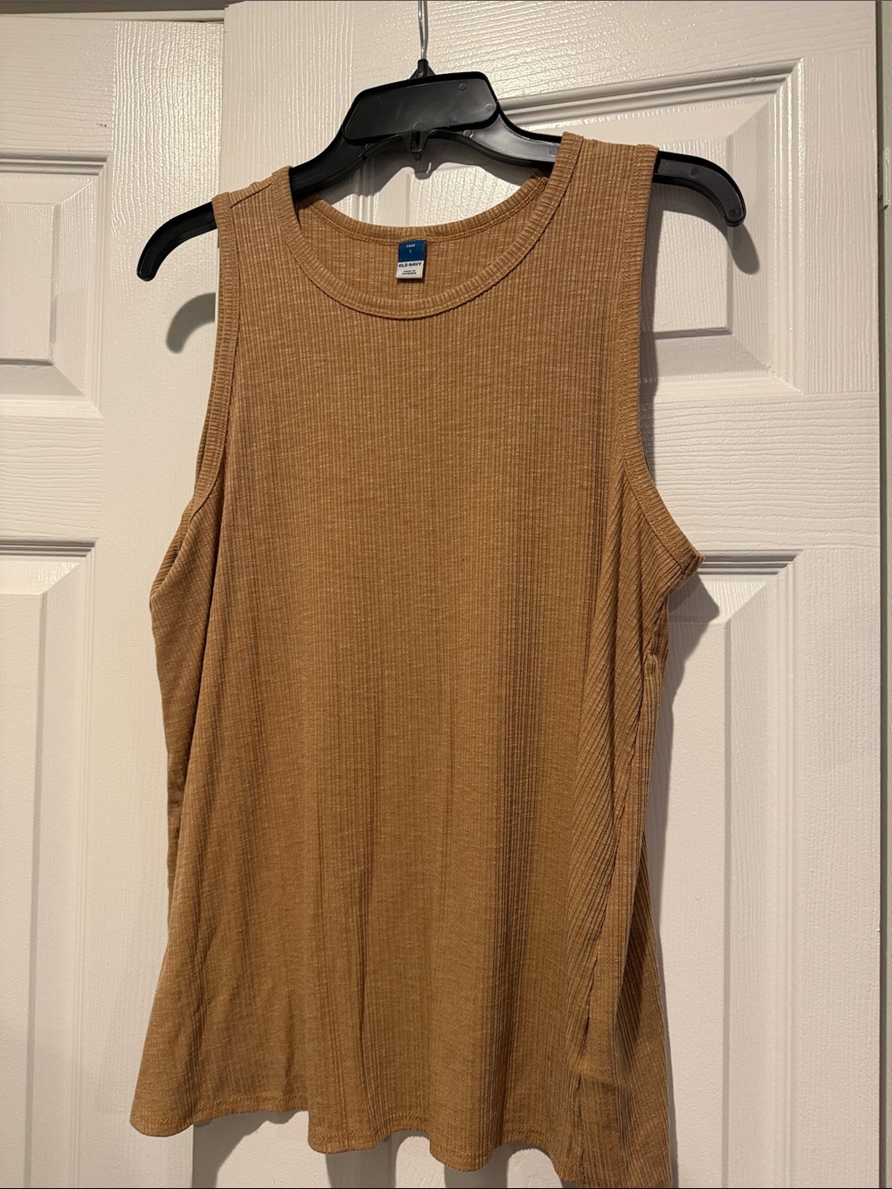 Sleeveless Ribbed Tank Top - Tan